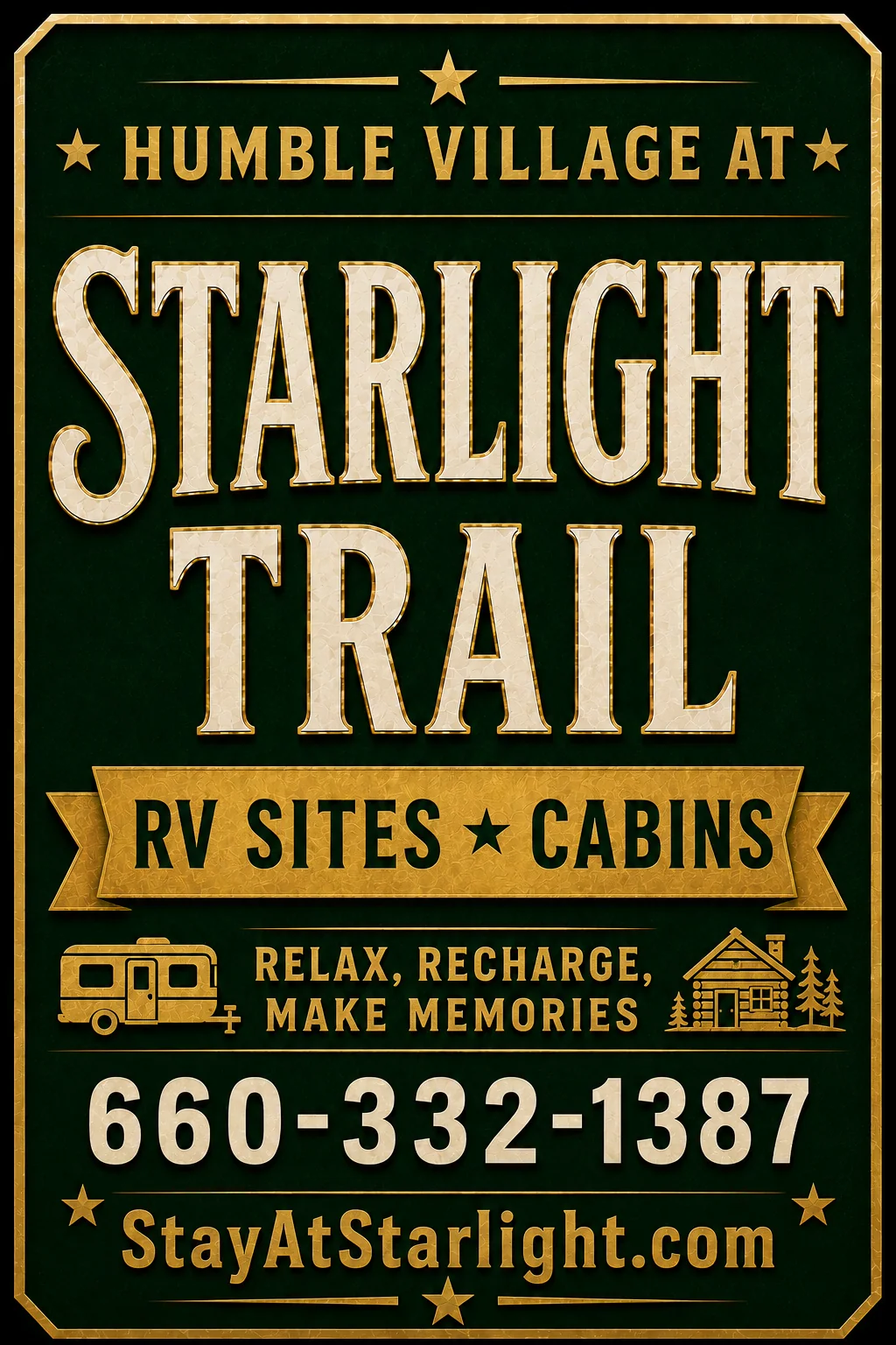 Starlight Trail RV Sites and Cabins brand artwork